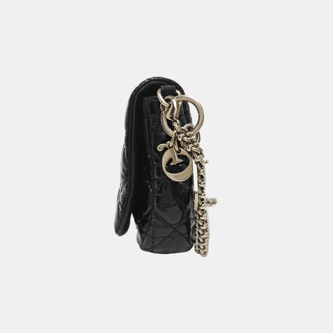 Cannage Patent Leather Shoulder Bag Black