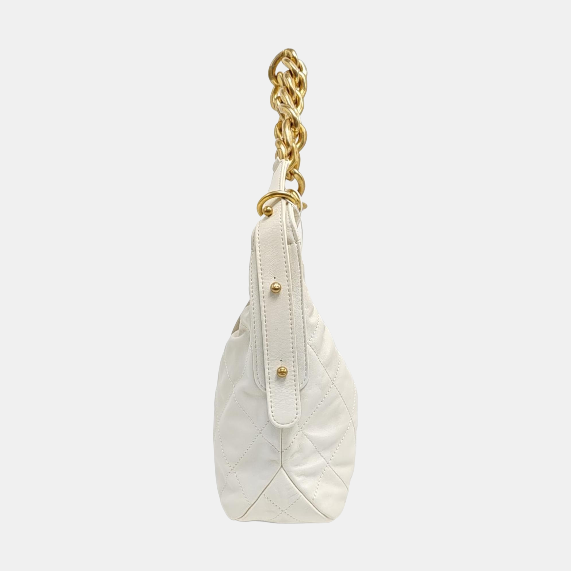 Quilted Calfskin Shoulder Bag White