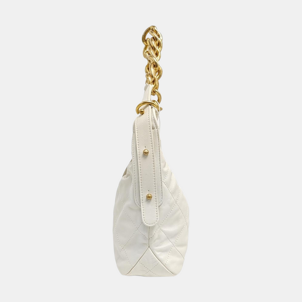 Quilted Calfskin Shoulder Bag White