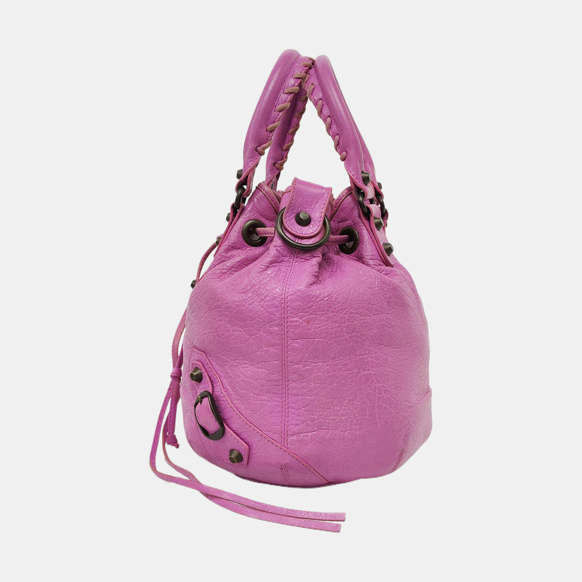 Pompon Bag Calfskin Purple