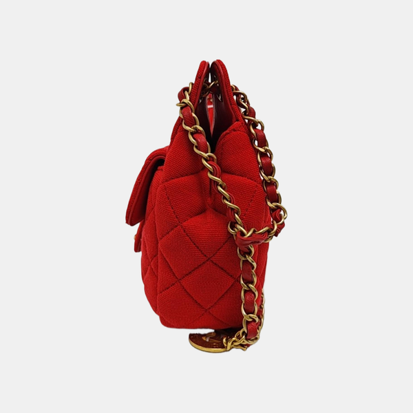 23C HOBO Small Quilted Fabric Red