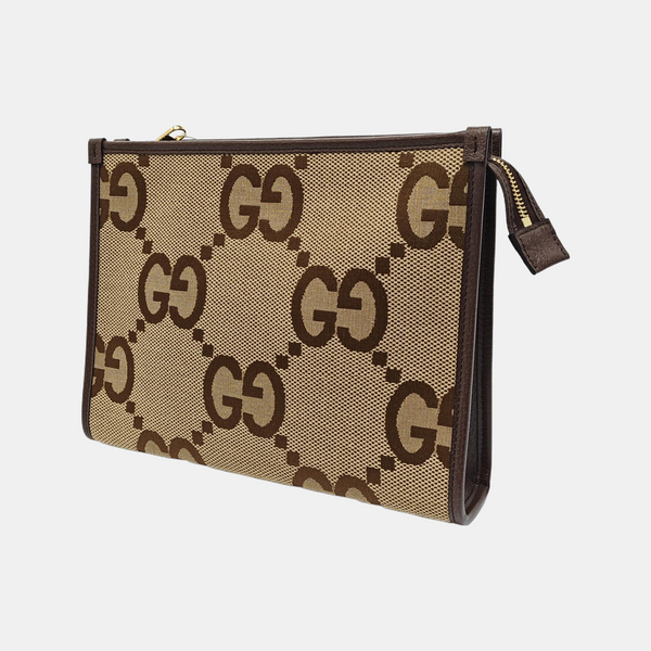 Monogram Fabric Clutch Brown