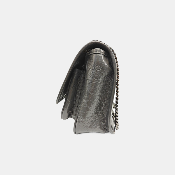 NIKI Small Chevron Calfskin Gray
