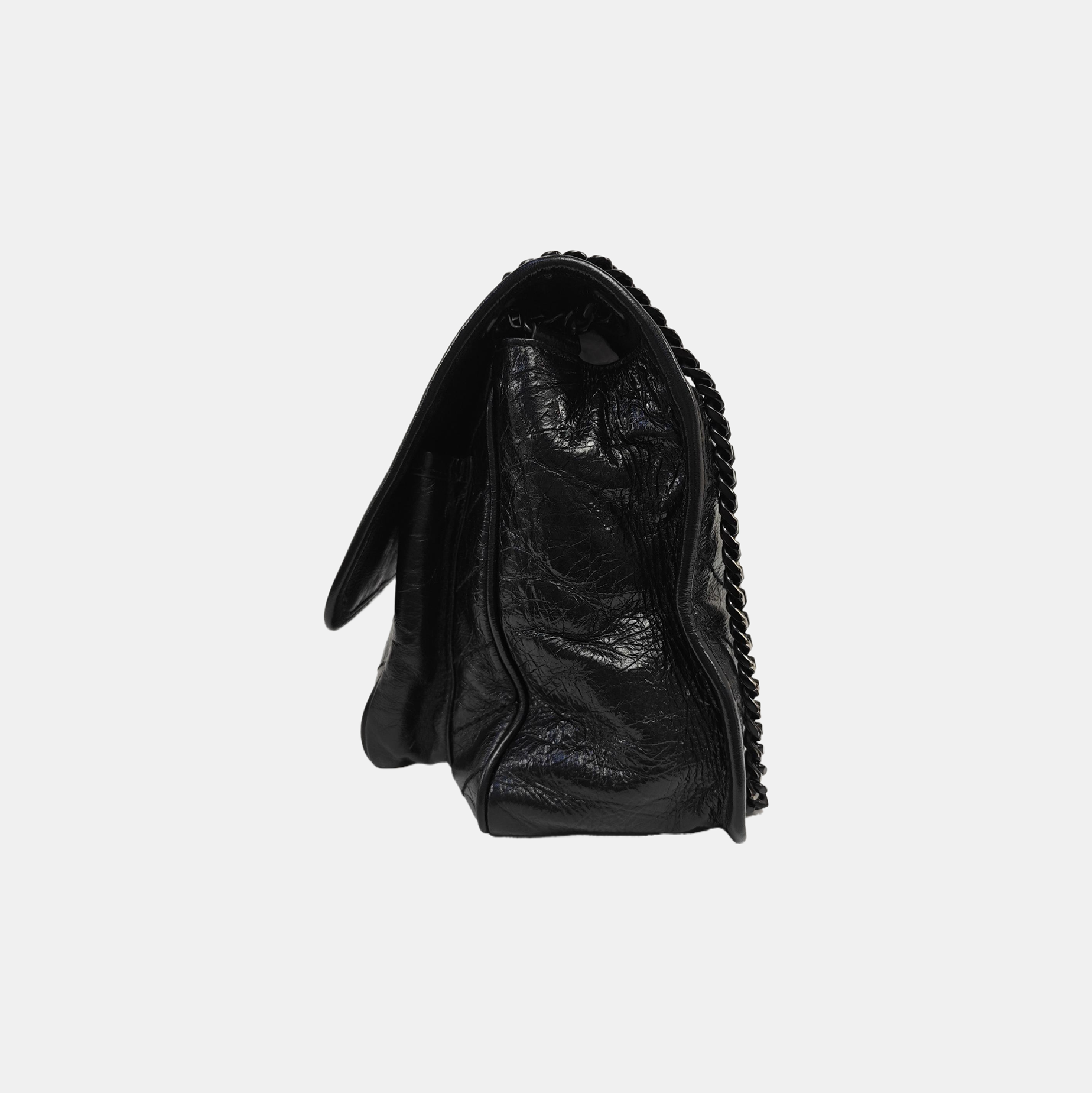NIKI Medium Chevron Calfskin Black