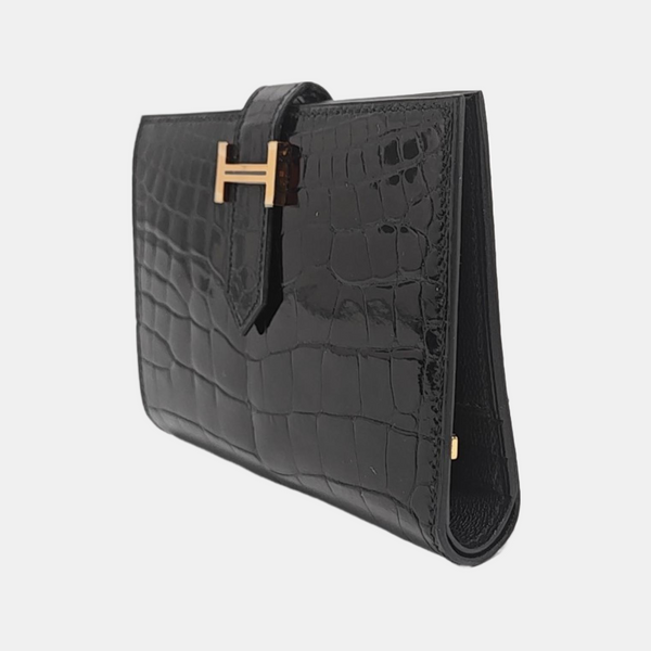 Bearn Shiny Porosus Crocodile Black Card Holder