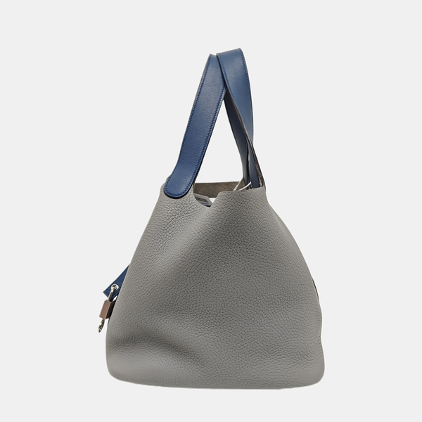 Authenticated pre-owned  Picotin Lock 22 Clemence Blue - Bucket Bag at Looply