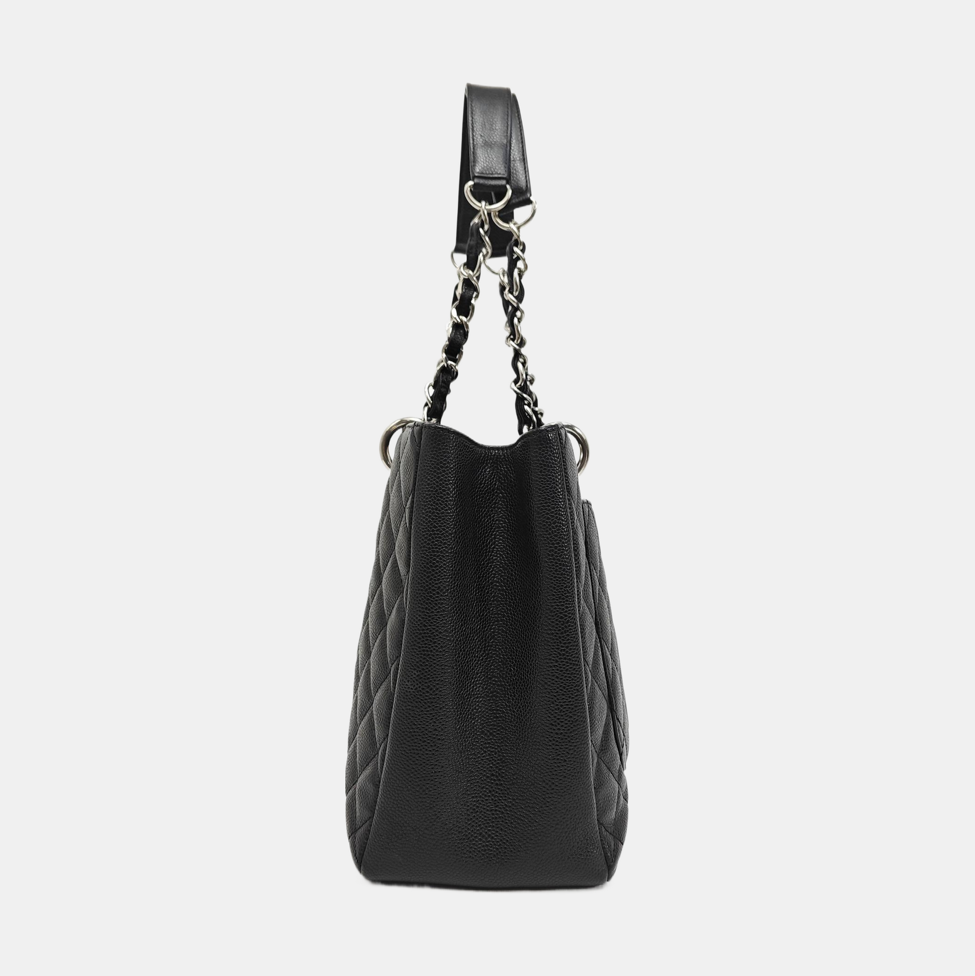 CHANEL GST Large Quilted Grained Calfskin Black