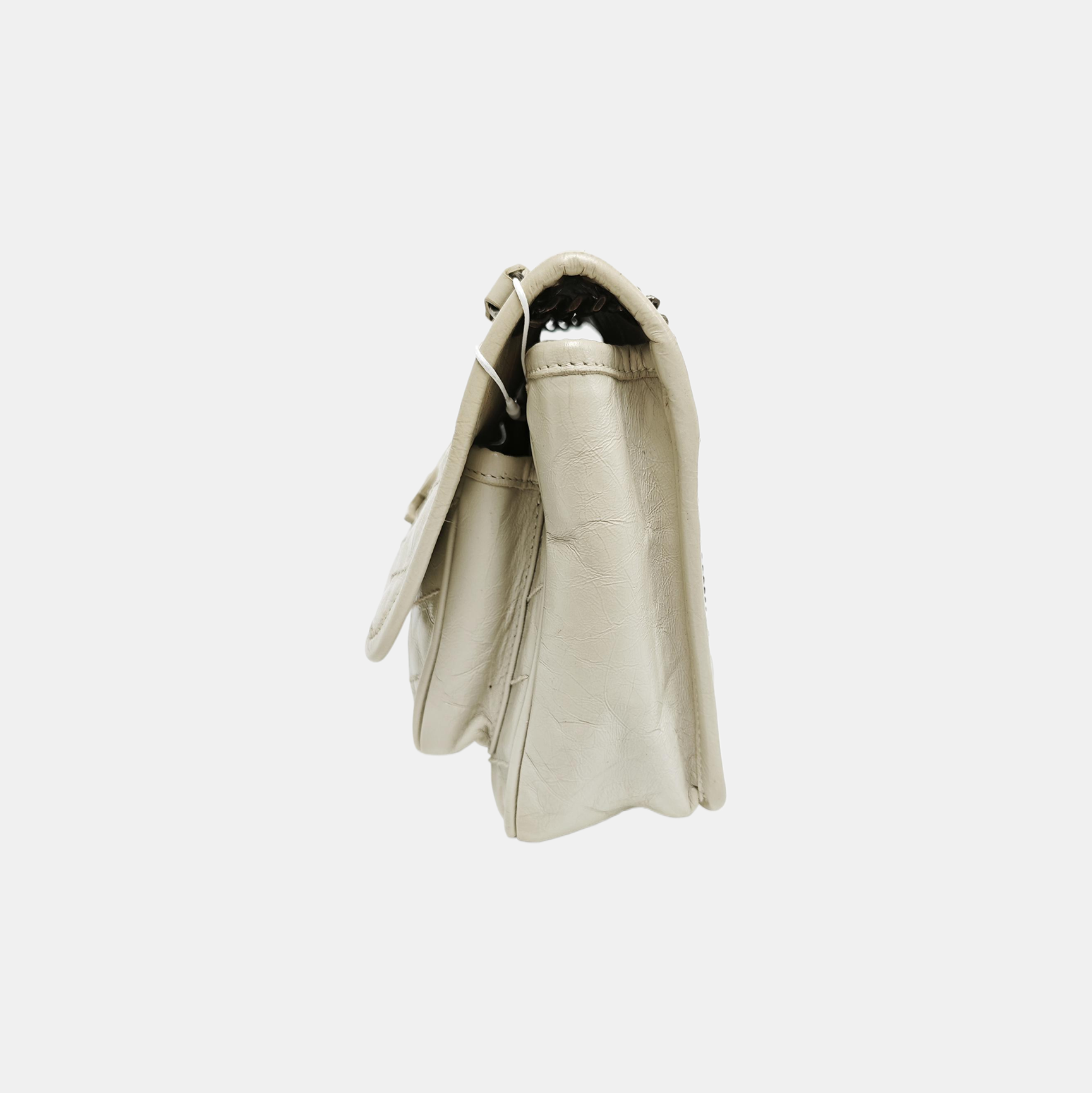 NIKI Small Chevron Calfskin White