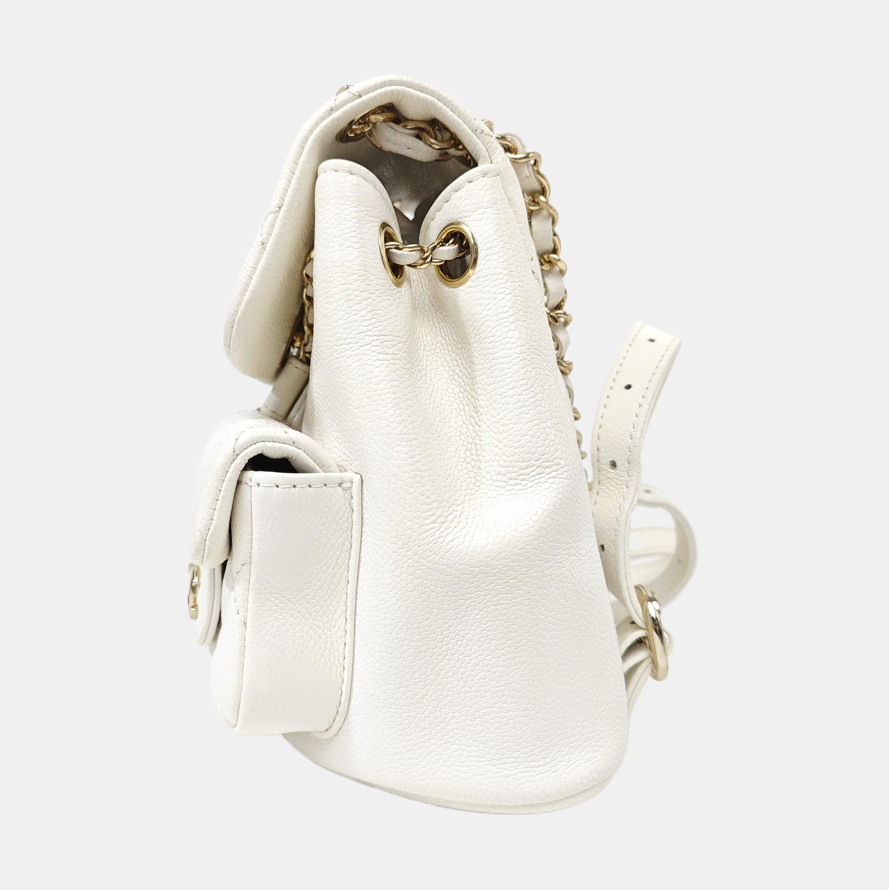 DUMA Small Quilted Grained Calfskin White
