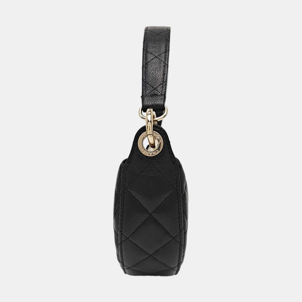 Quilted Grained Calfskin Shoulder Bag Black
