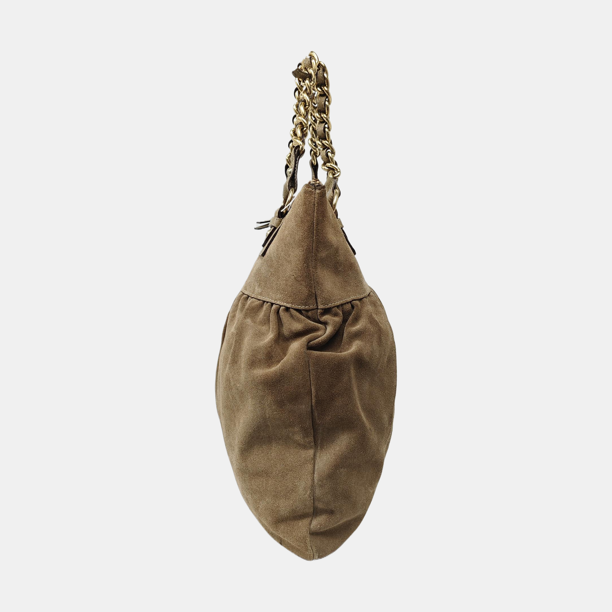 Suede Top Handle Bag Brown