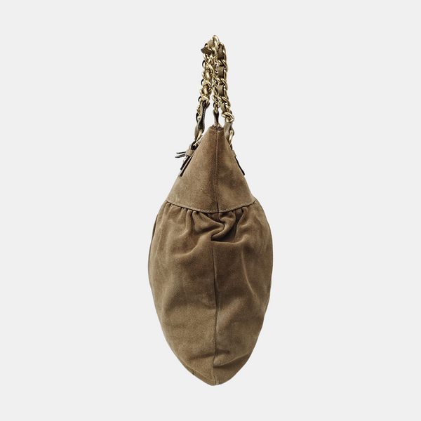 Suede Top Handle Bag Brown