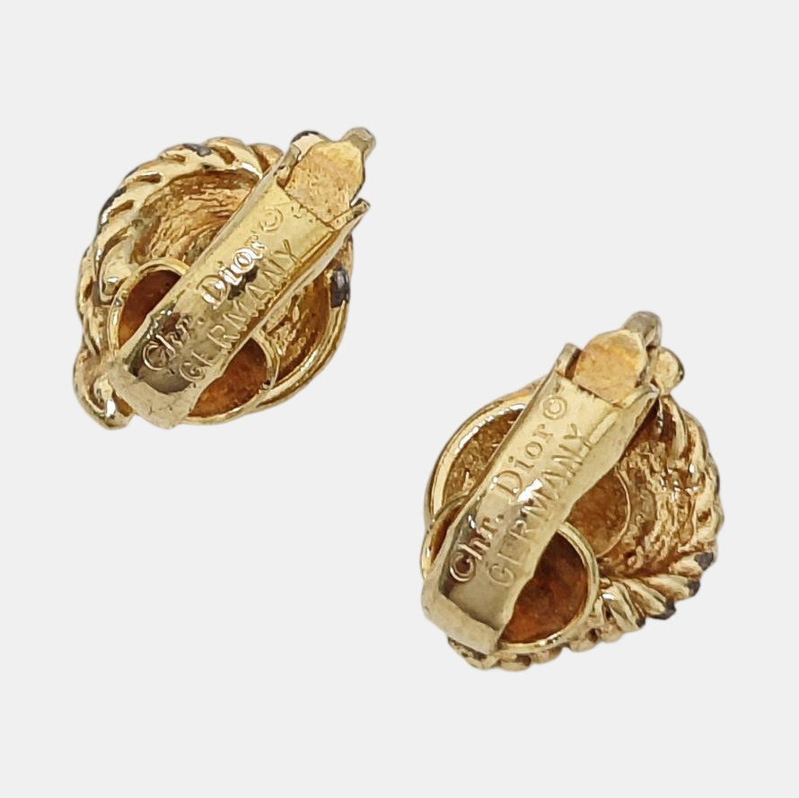 Twist Round Metal Gold Clip On Earrings