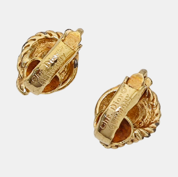 Twist Round Metal Gold Clip On Earrings