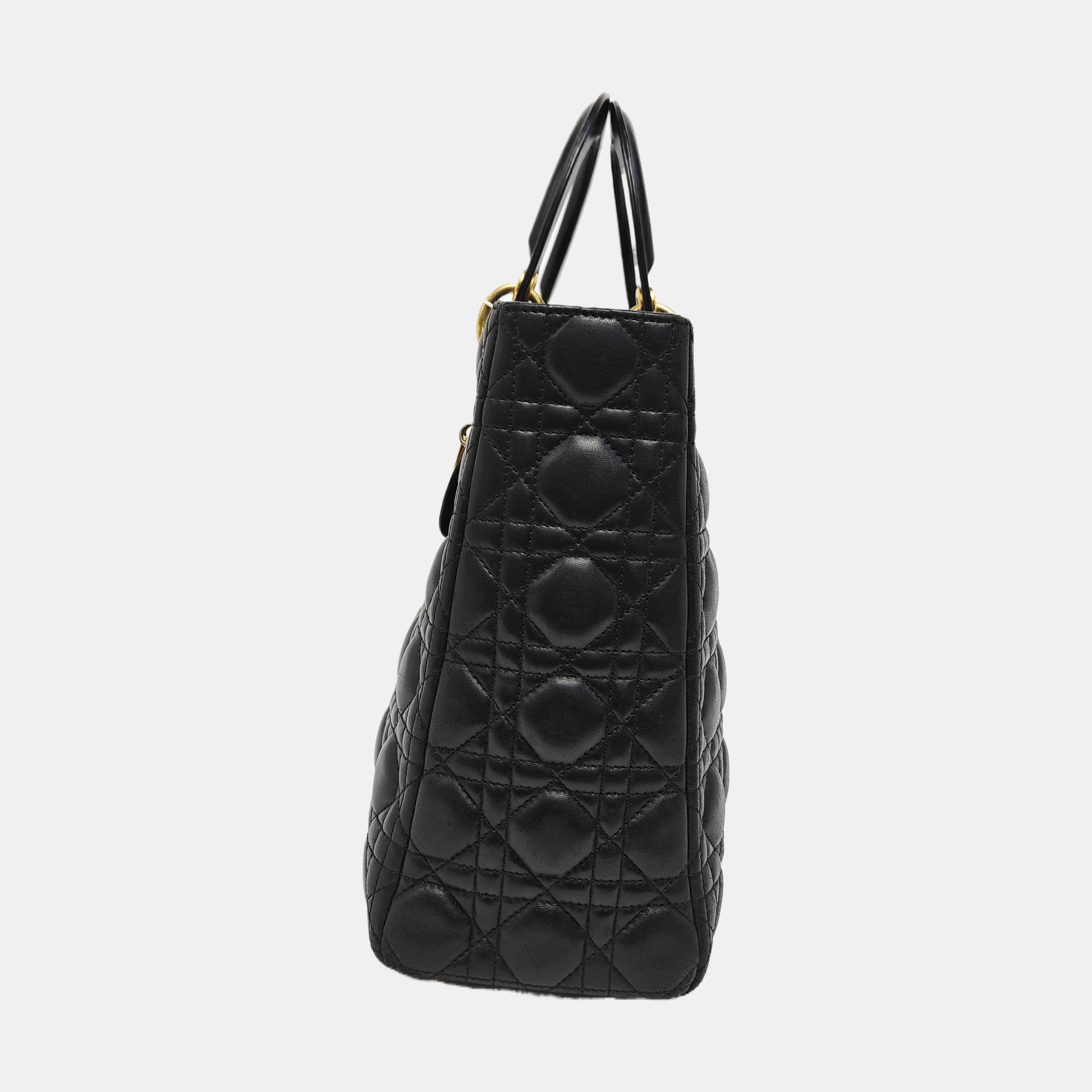 Lady Dior Large Cannage Lambskin Black