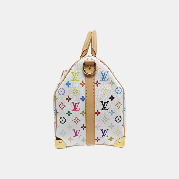 LV × TM KEEPALL 45 Monogram Coated Canvas White