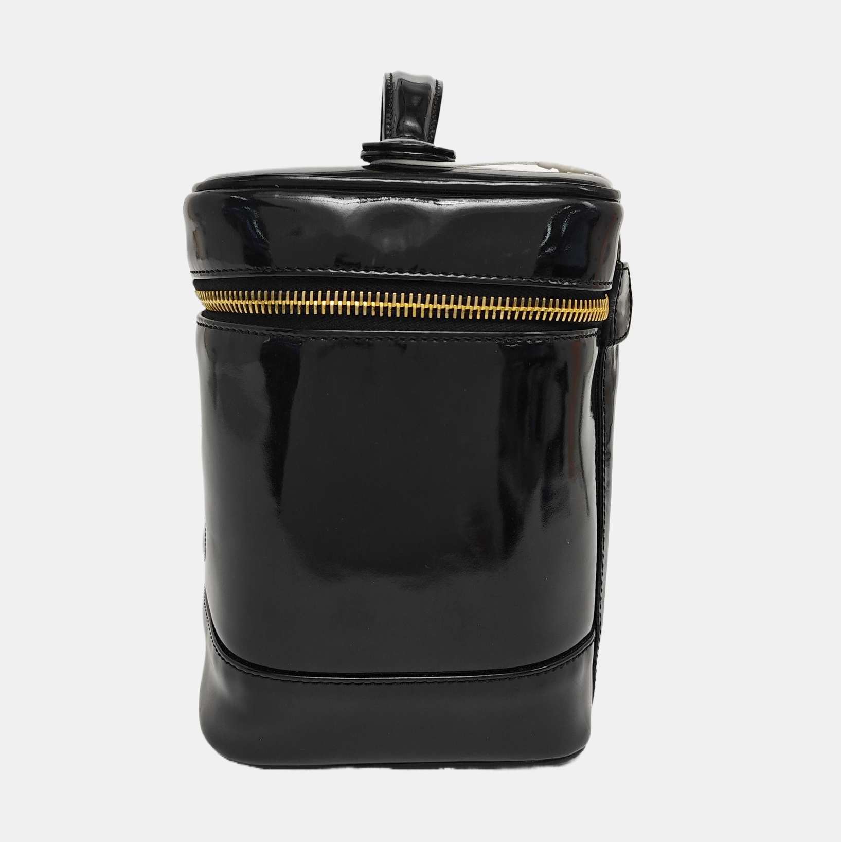 VINTAGE COSMETIC BAGS Patent Leather Black