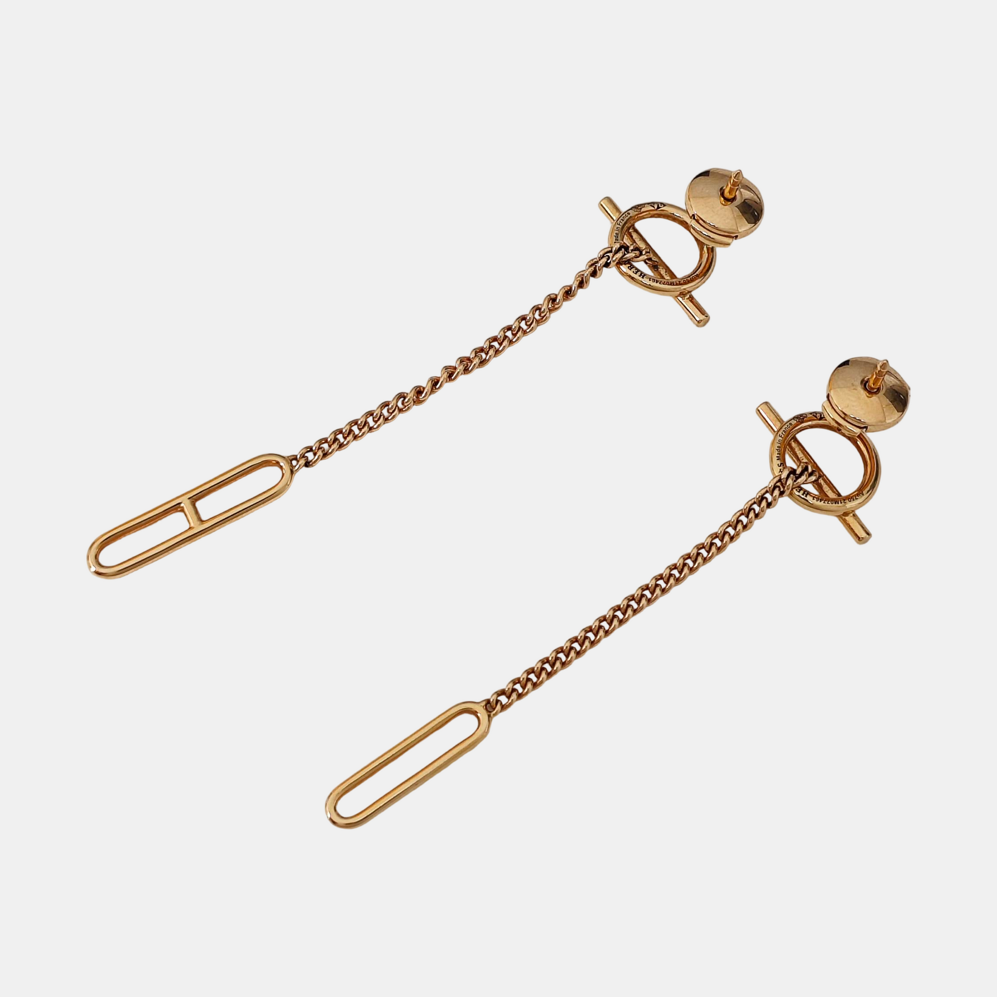 Echappee Hermes 18k Rose Gold Stud Earrings