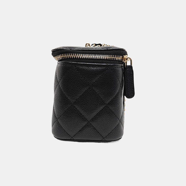 Authenticated pre-owned  VANITY CASE Quilted Grained Calfskin Black - Crossbody Bag at Looply