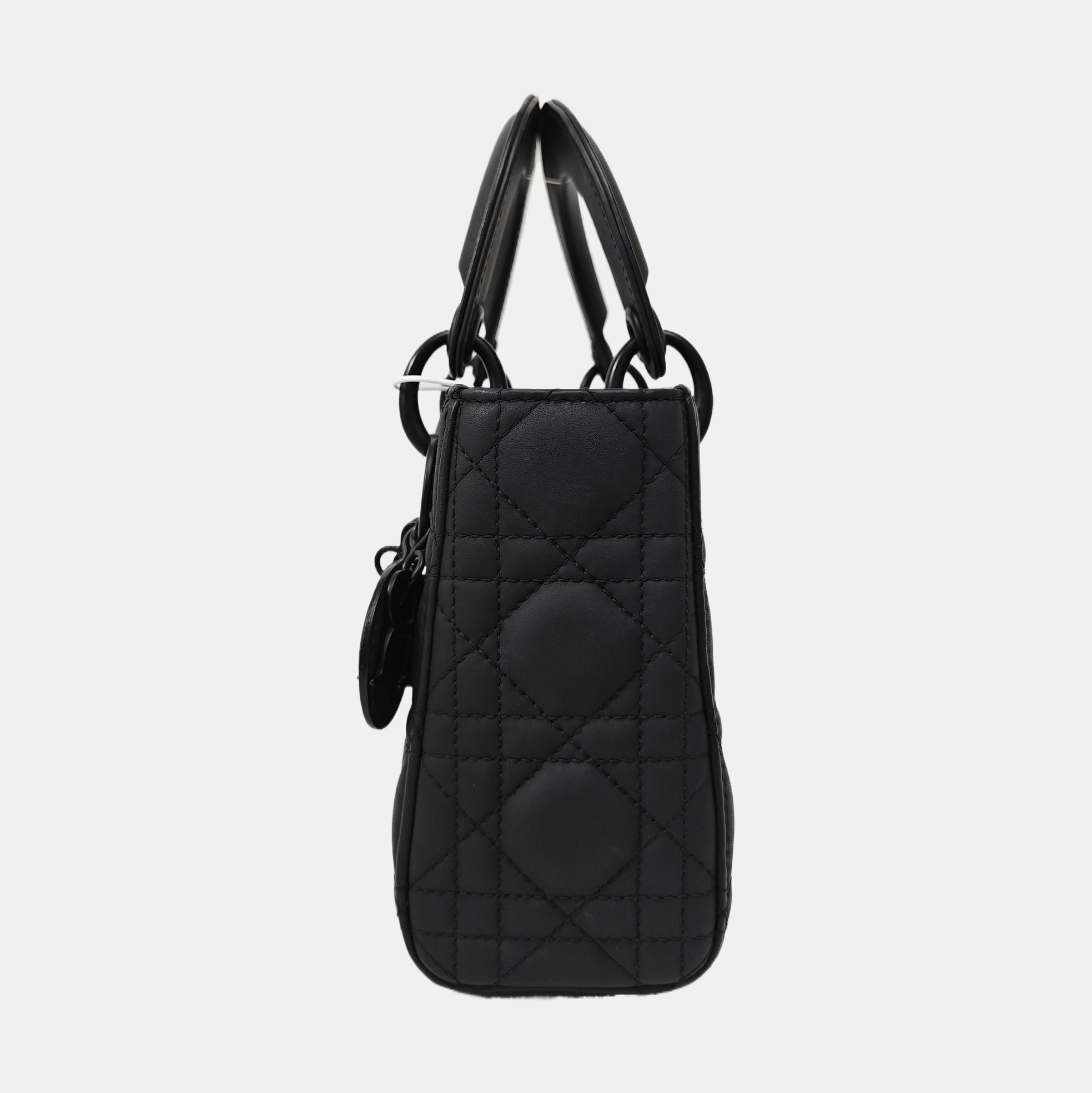 Lady Dior Mini Cannage Calfskin Black