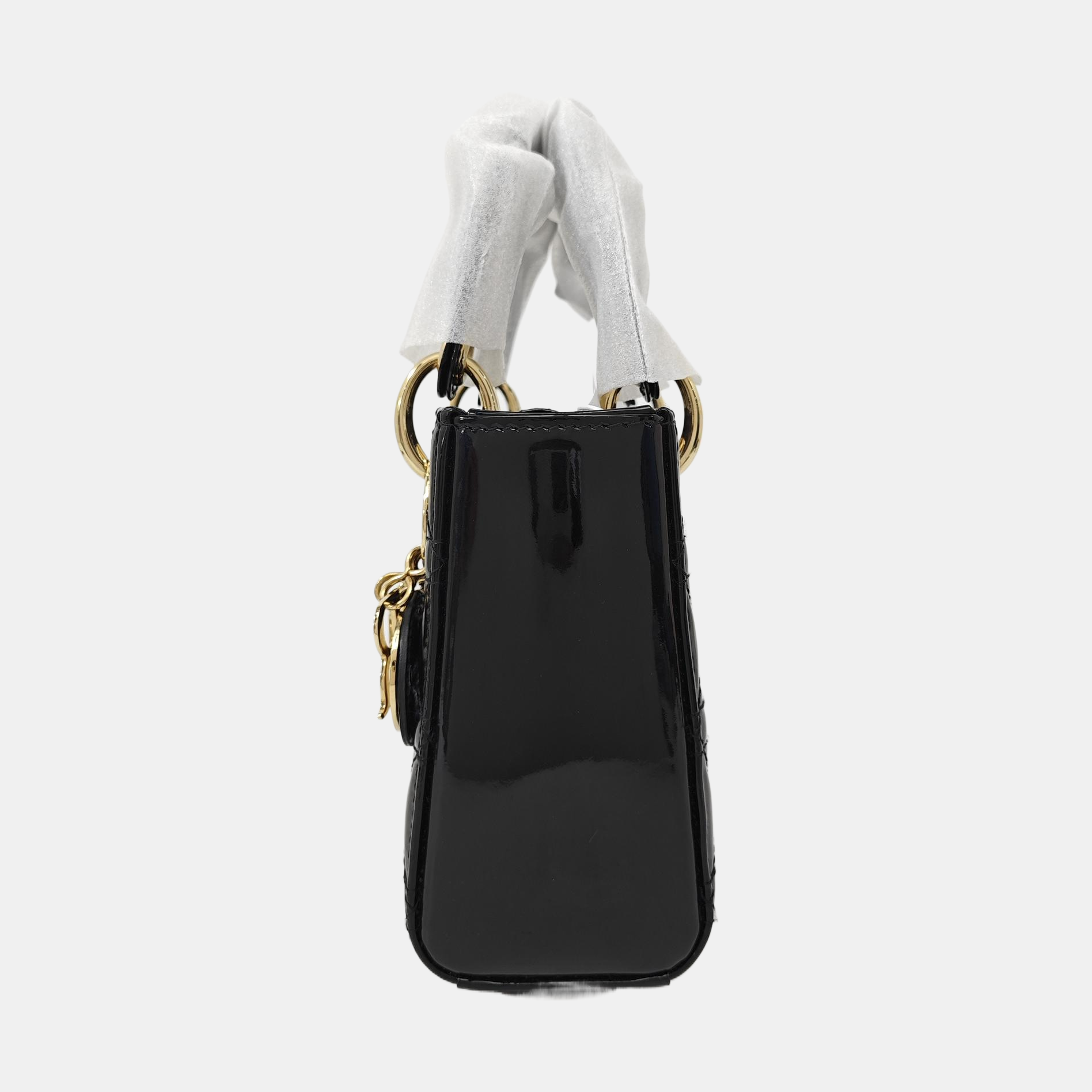 Lady Dior Mini Cannage Patent Leather Black
