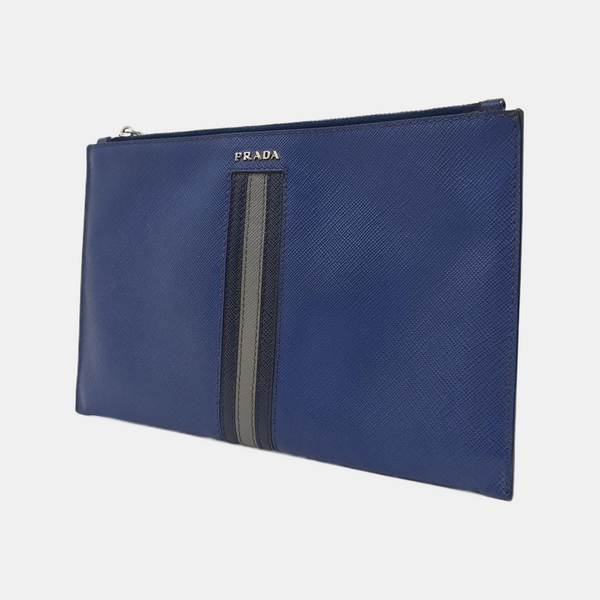 Saffiano Calfskin Clutch Blue