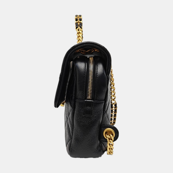 Quilted Grained Calfskin Backpack Black