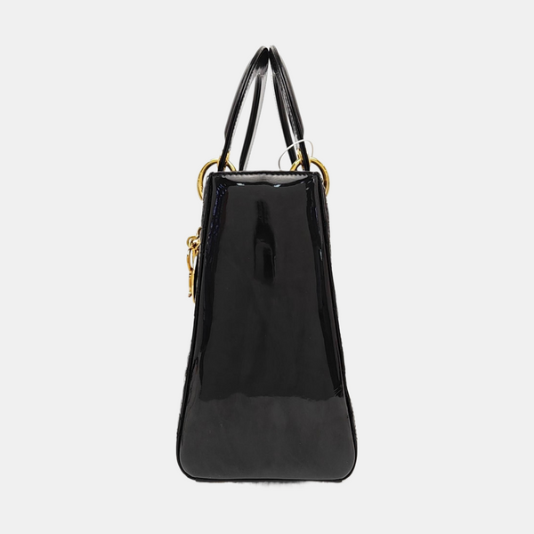 Lady Dior Medium Cannage Patent Leather Black