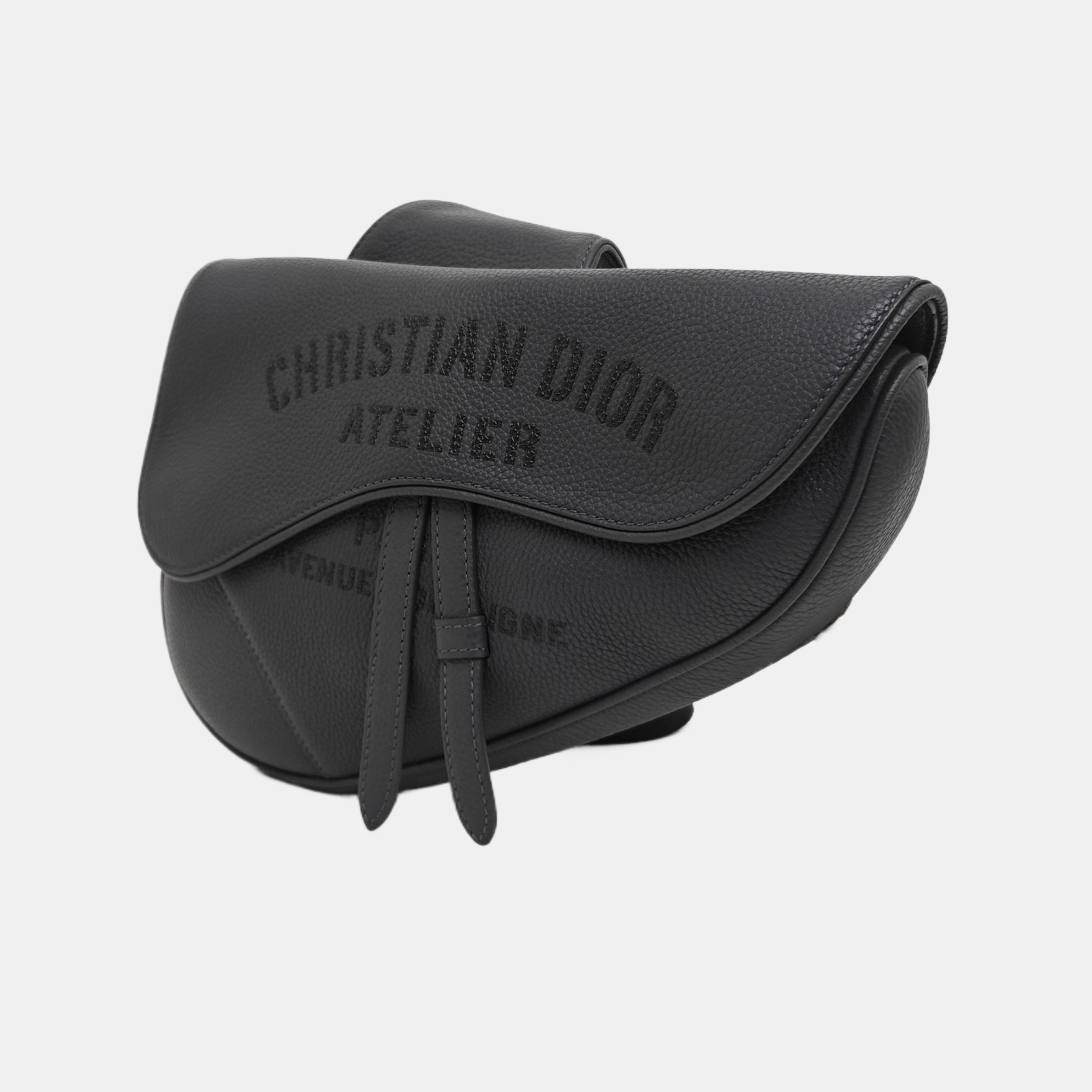 Saddle Medium Calfskin Gray