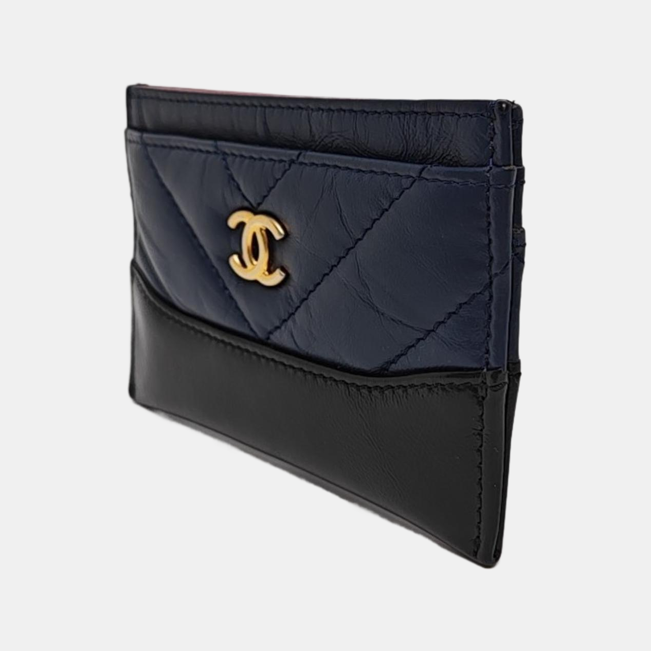 GABRIELLE Chevron Calfskin Blue Wallet