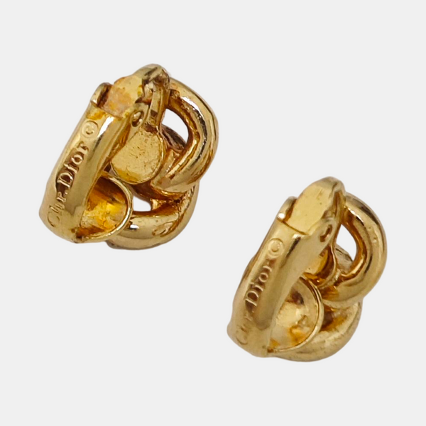 Twist Round Metal Gold Clip On Earrings