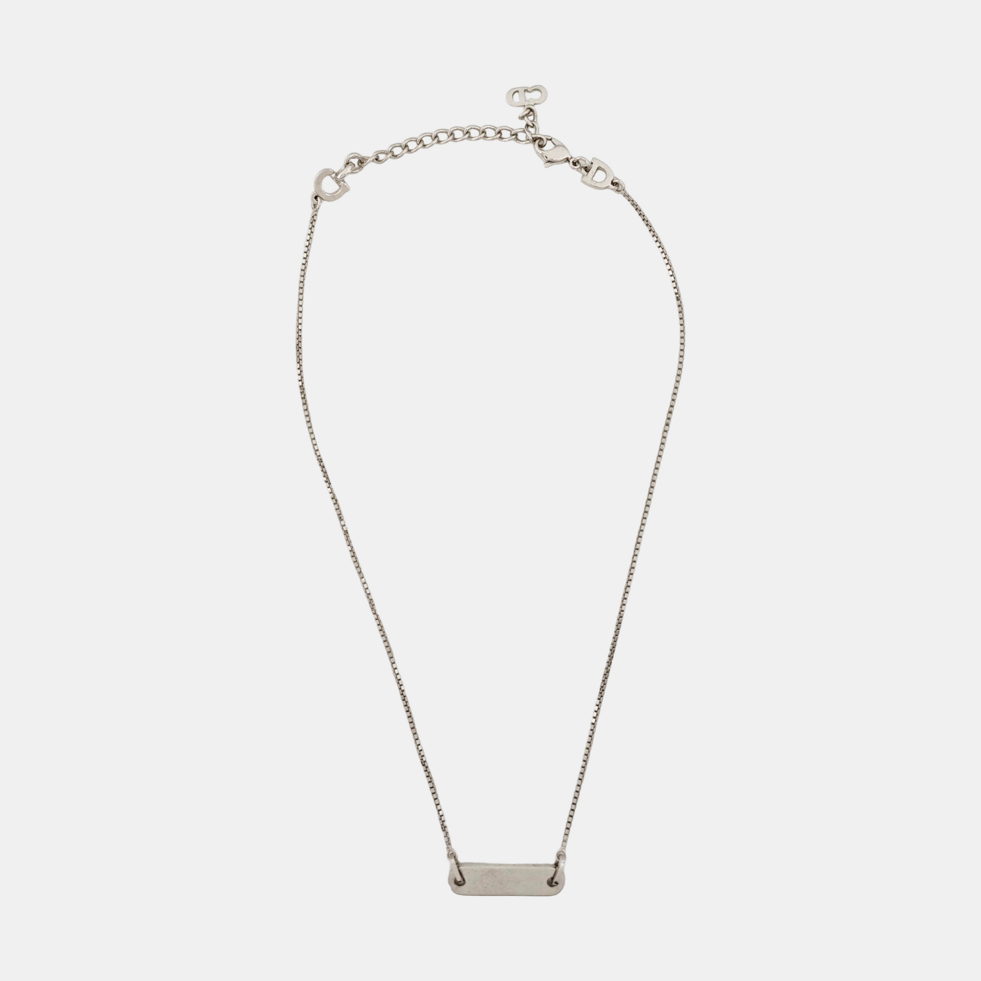 Dog Tag Metal Silver Necklace