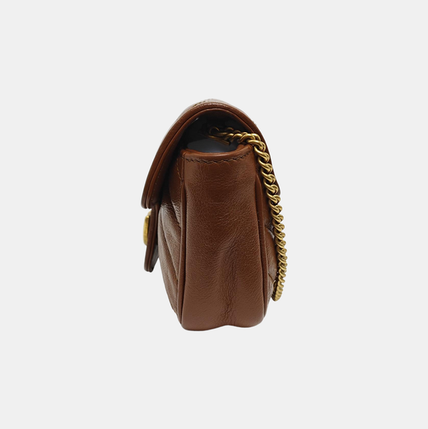 GG Marmont Mini Quilted Calfskin Brown