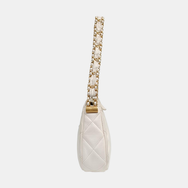 Chanel 19 Pequeño Piel de Becerro Acolchada Blanca