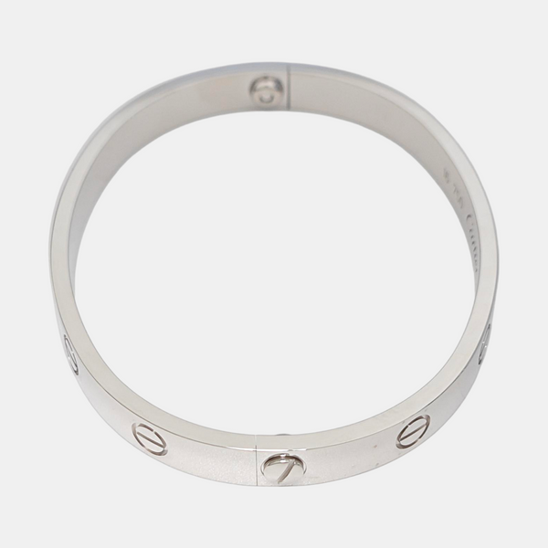 LOVE 18k White Gold Silver Bangle