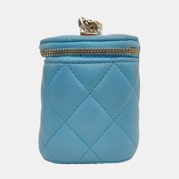 Authenticated pre-owned  VANITY CASE Small Quilted Lambskin Blue - Shoulder Bag at Looply