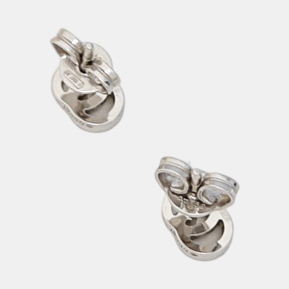 GG Running 18k White Gold Silver Stud Earrings