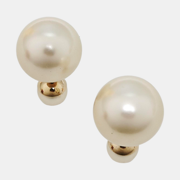 Dior Tribales Faux Pearl White Stud Earrings