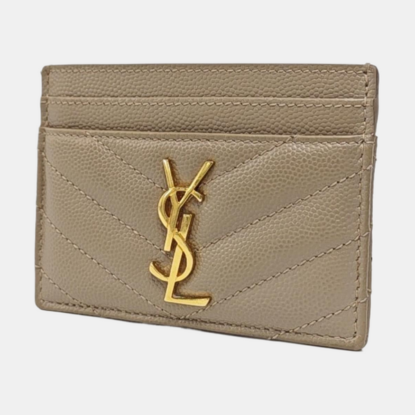 MONOGRAM Chevron Calfskin Beige Card Holder