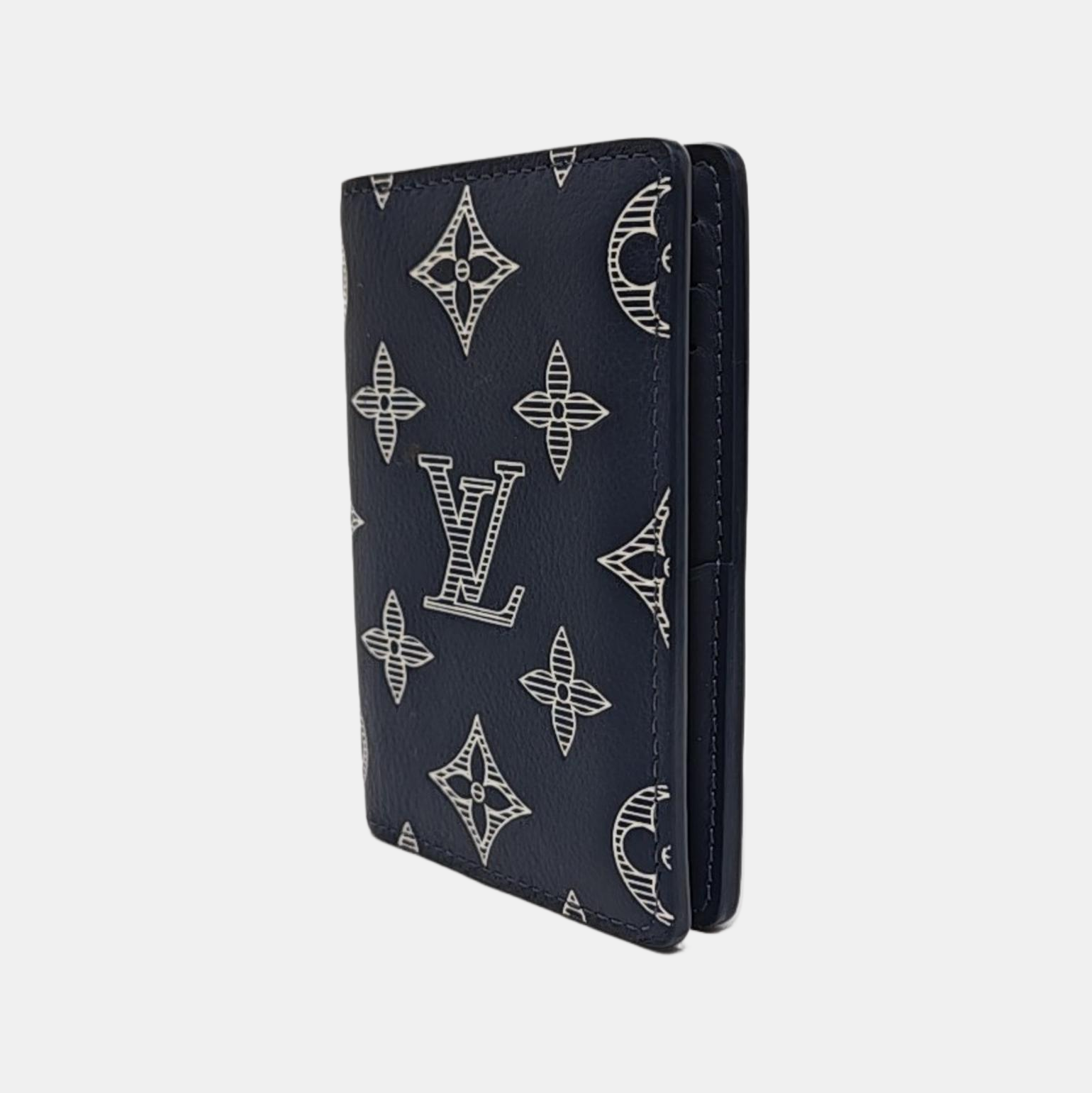 Monogram Calfskin Card Holder Blue