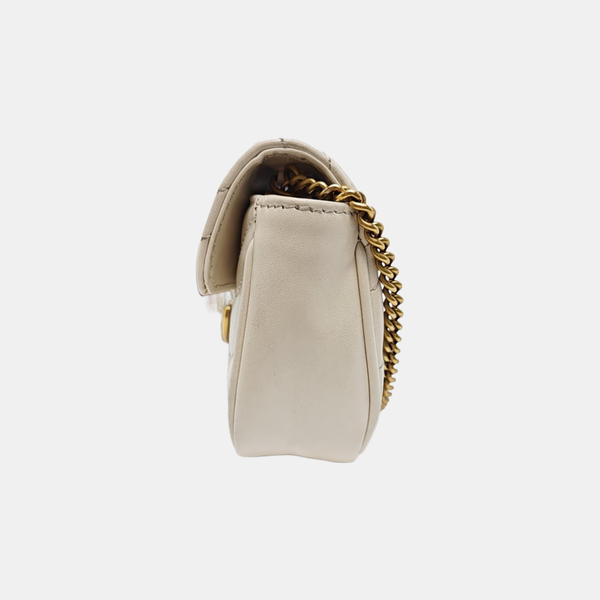 GG Marmont Mini Quilted Calfskin White