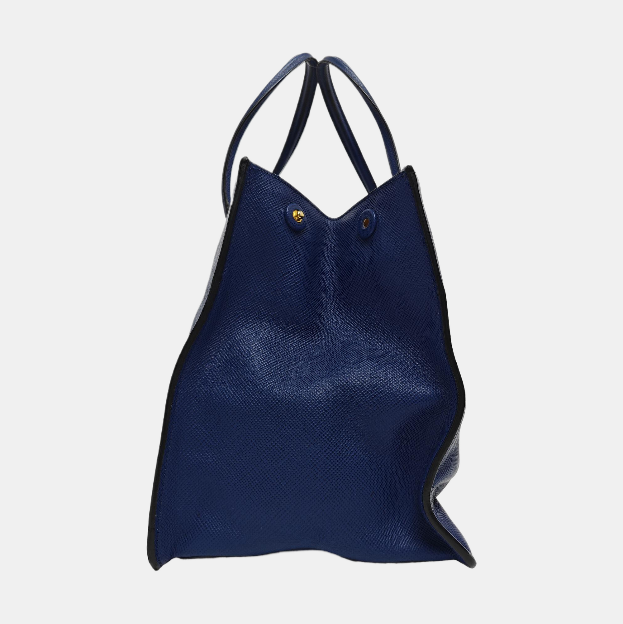 Galleria Large Saffiano Calfskin Blue