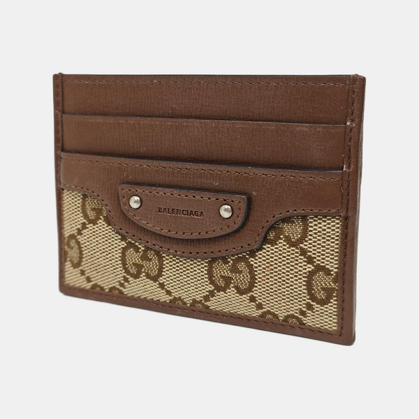 The Hacker Project Monogram Canvas Beige Card Holder