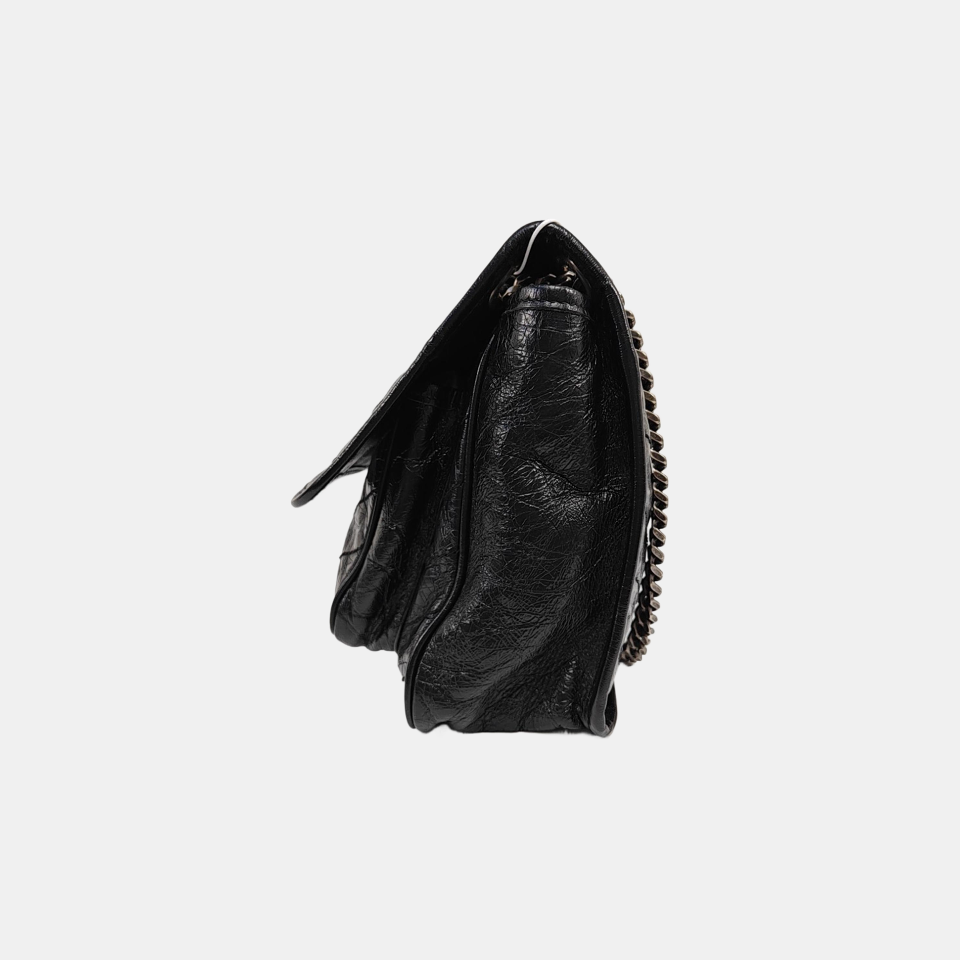 NIKI Medium Chevron Calfskin Black