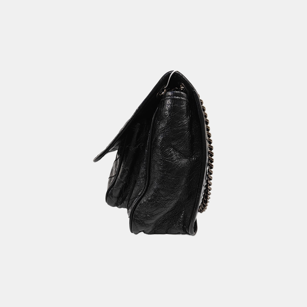 NIKI Medium Chevron Calfskin Black