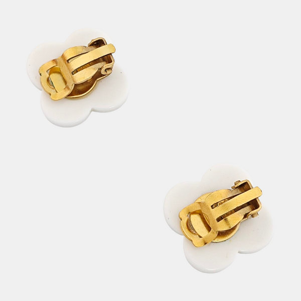 Metal White Clip On Earrings