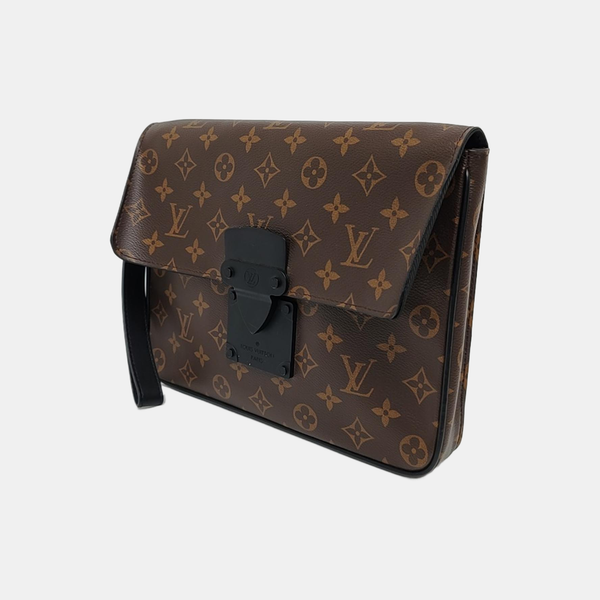 S LOCK Monogram Coated Canvas Brown