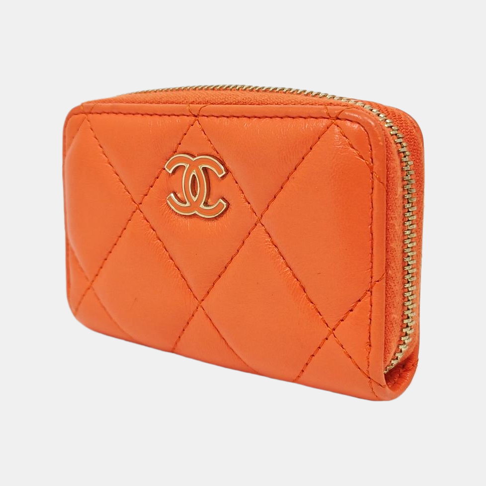 Quilted Lambskin Wallet Orange
