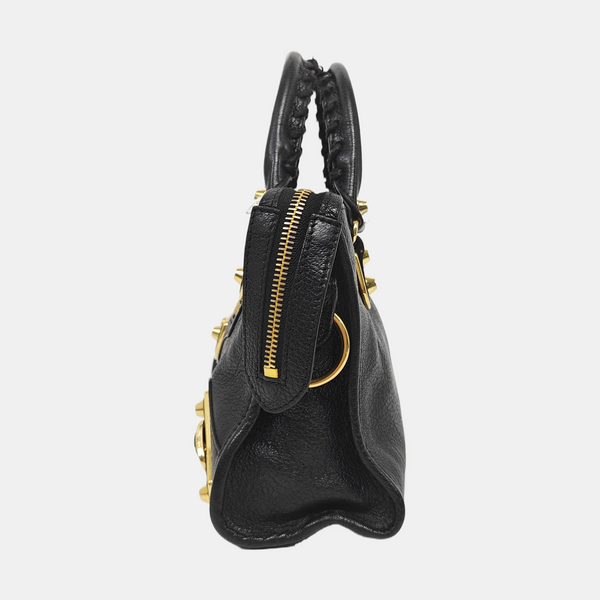 Classic Metallic Edge City Mini Lambskin Black