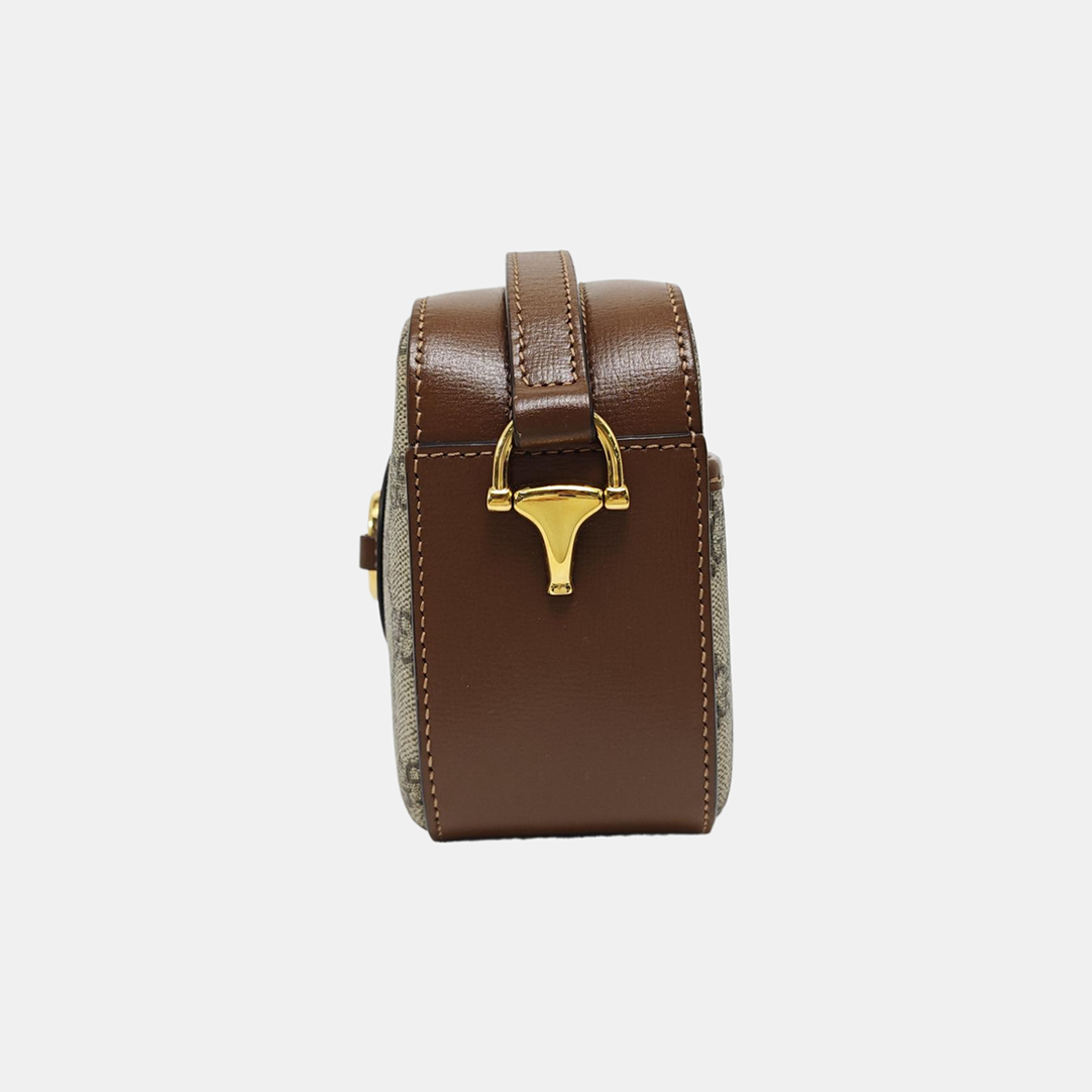 Horsebit 1955 Small Monogram Coated Canvas Beige